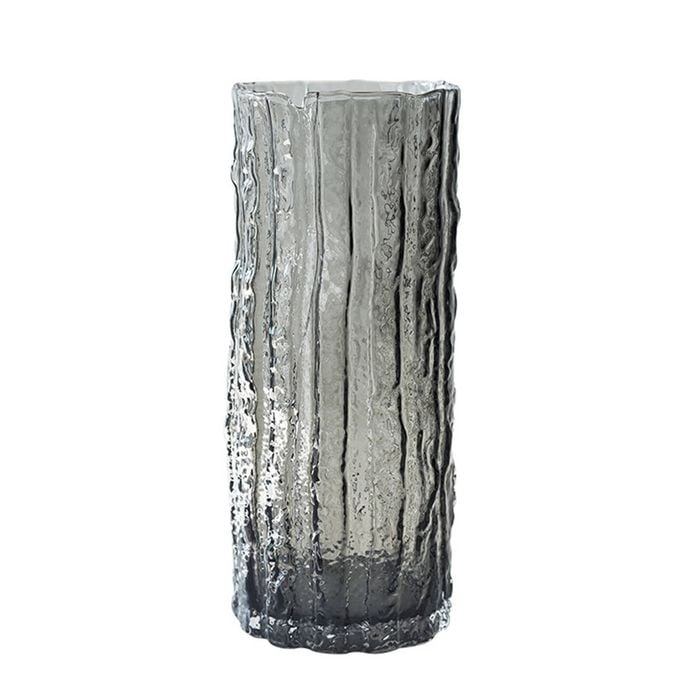SOGA 2X Grey Diamond-Cut Glass Vase Sets – Gold Accent