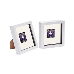 Nicola Spring 2 Piece 6 x 6 3D Shadow Box Photo Frame Set - Craft Display Picture Frame with 2 x 2 Mount - White