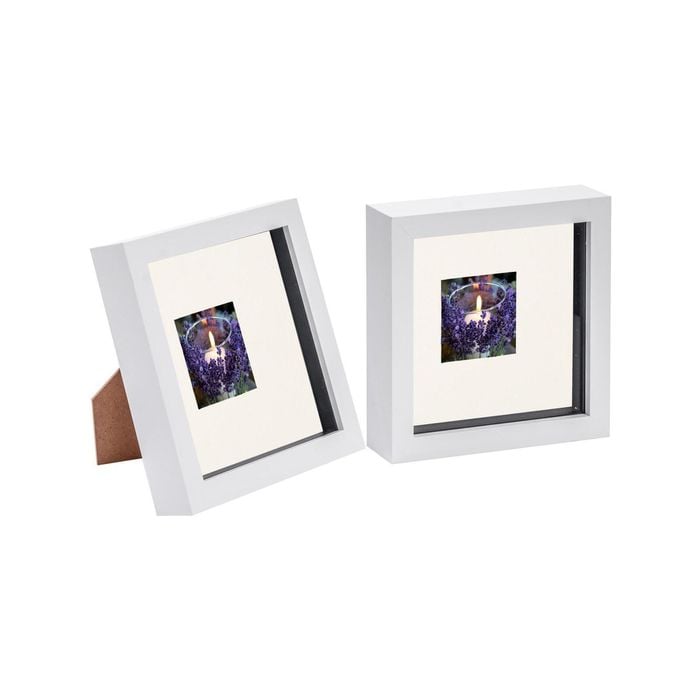 Nicola Spring 2 Piece 6 x 6 3D Shadow Box Photo Frame Set - Craft Display Picture Frame with 2 x 2 Mount - White
