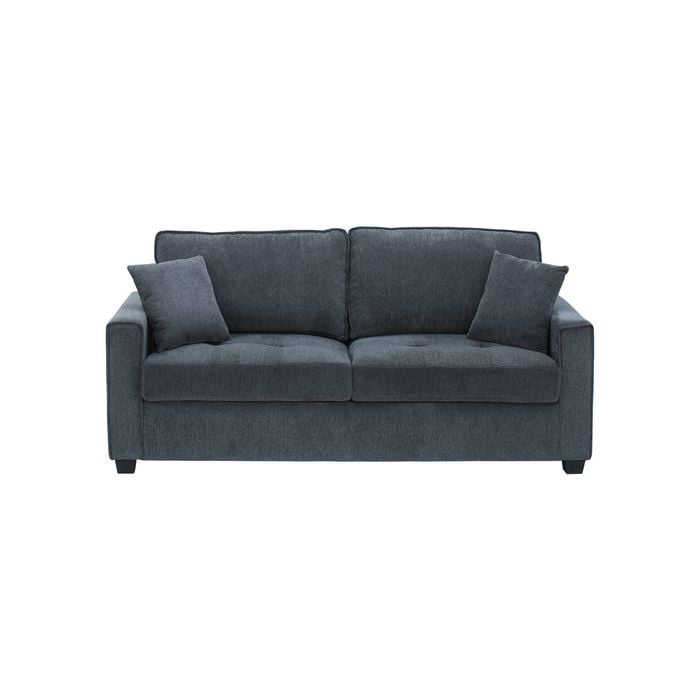 2 Seater Sofa Set Polyester Charcoal Fabric Multilayer Two Pillows Individual Pocket Spring