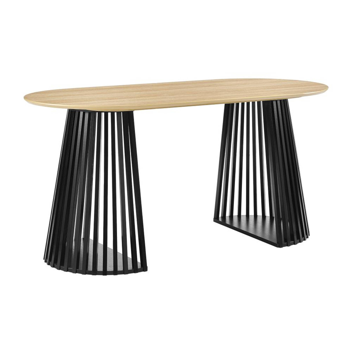 Vanessa Oval Rounded Dining Table 160cm Black and Oak - Bunnings Australia