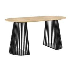 Vanessa Oval Rounded Dining Table 160cm Black and Oak