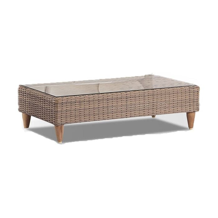 Carolina Outdoor Wicker Coffee Table In Brushed Wheat