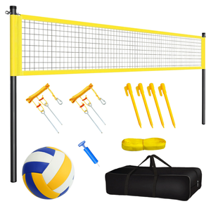 Portable Professional Volleyball Net Set Sports Mesh with Height Adjustable Pole