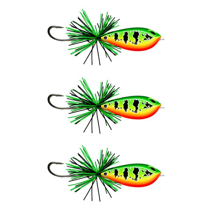 3x Rapala 5cm BX Skitter Frog Topwater Surface Fishing Lures - Hot Peacock Bass