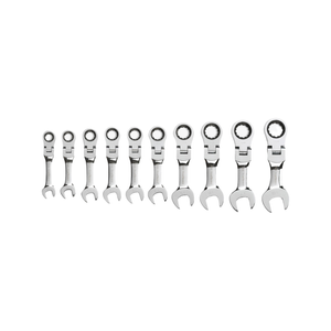 GEARWRENCH 10 Pc. 72-Tooth 12 Point Stubby Flex Head Ratcheting Combination Metric Wrench Set
