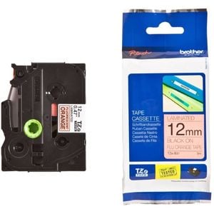 Brother 12mm Black on Fluoro Orange TZE Tape Roll