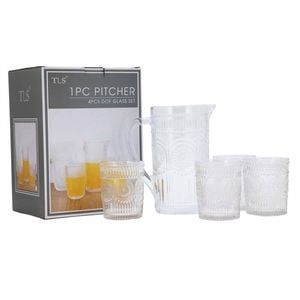 Glass Set 1xPitcher & 4xOld Fashioned Glass Clear