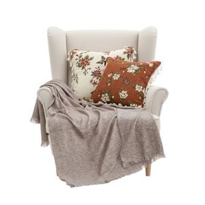 SOGA Misty Beige Houndstooth Tassel Blanket With French Vintage Pillow Set
