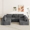 Advwin 415cm 5 Seater Sofa Convertible U Shaped Sofa Chenille Sectional Couch No Assembly Foam Modular Sofa Deep Grey
