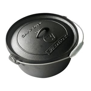 Wildtrak Round 9qt/31cm Cast Iron Camp Oven Pot Camping Outdoor Cookware Black
