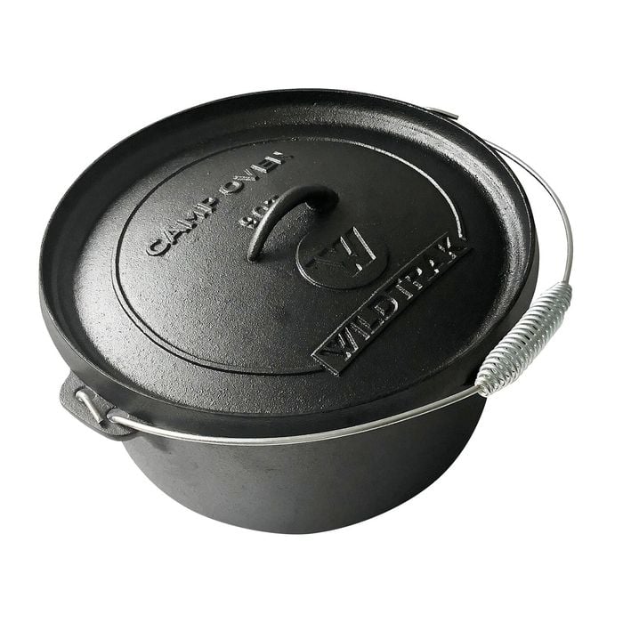 Wildtrak Round 9qt/31cm Cast Iron Camp Oven Pot Camping Outdoor Cookware Black