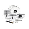 SOGA 13Pcs White Antler Printed Ceramic Dinnerware Set