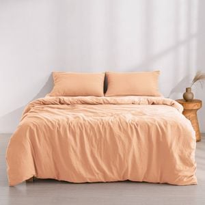 Dreamaker Superfine Washed Microfibre Quilt Cover Set Peach King Single Bed