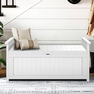 ALFORDSON Storage Bench Wooden Entryway Chest Rustic White L Size