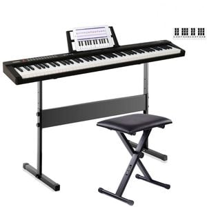 Maestro Beginner 88-Key Digital Piano Keyboard Package (Black) with Stand & Bench