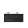 Attica 1200mm Black Oak Baia Wall Hung Vanity with Carrara Top Double Bowl