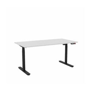 Olg Agile Motion Plus Round Leg Black Frame White Top Height Adjustable Desk L1200mm X W600mm