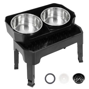 PaWz Raised Dog Bowls Adjustable Elevated Feeder Slow Feeder Lick Mat Foldable