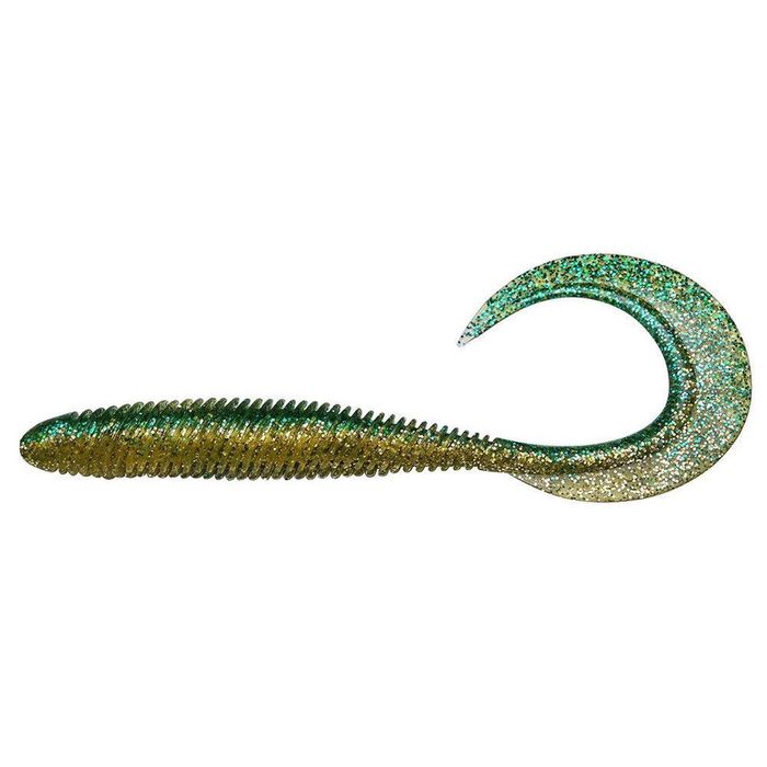 Megabass Kemuri Curly 3.5" Soft Plastic Fishing Lure Green Gold