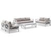 Kansas 3+2+1+1 Seater Outdoor Aluminium Lounge Set With Coffee Table In Sunbrella & Maxim Beige Cushions