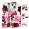 Tough On for Apple iPhone 16e / iPhone 15 Case Magnetic Detachable Leather Rose Flower