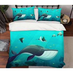 3D Cartoon Whale 77 Bed Pillowcases Quilt King Size