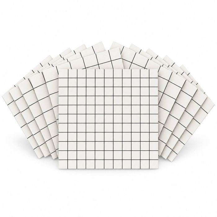 SOGA Peel & Stick Floor and Wall Tiles 60 x 60cm 10 Pack White Grid Tile Look