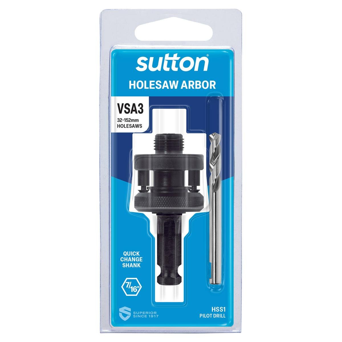 Sutton Tools 32-152mm VSA3 Holesaw Arbor - Bunnings Australia