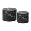 Oikiture Coffee Table Set of 2 Round Marble Effect Black