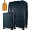 2pc Pierre Cardin Travel Hard-Shell Large and Cabin Set w/ Luggage Tag Teal