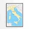 Map of Italy with The Capital Rome  Print 100% Australian Made 60x90cm  (Poster)