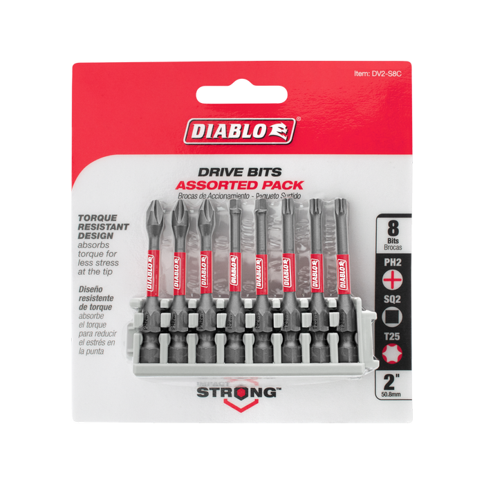 Diablo 50mm 1/4'' Hex Drive Bit Assorted - 8 Pack