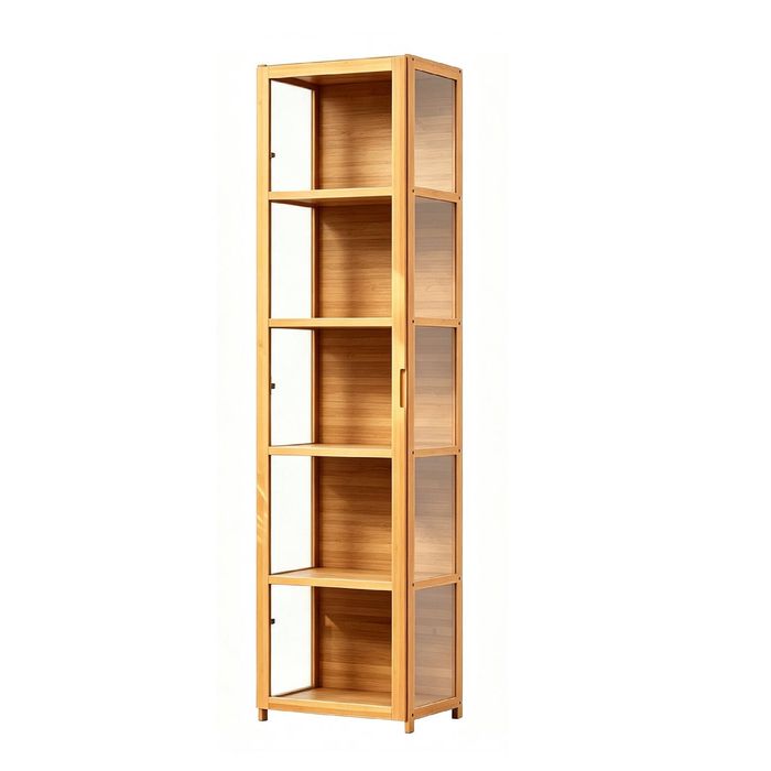 FORET 5-Tier Acrylic Display Cabinet Collectibles Storage Shelf Natural