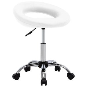 vidaXL Dining Chair Swivel Office Chair Adjustable Side Chair White Faux Leather
