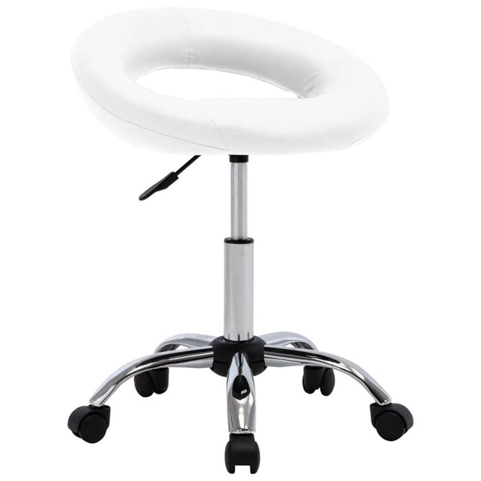 vidaXL Dining Chair Swivel Office Chair Adjustable Side Chair White Faux Leather