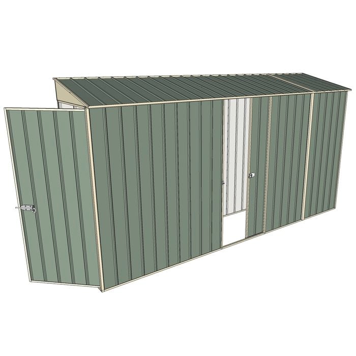 Build-a-Shed 0.8 x 3.7 x 2m Hinged Door Tunnel Shed With Single Sliding Side Door - Green