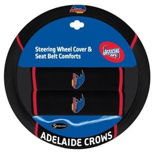 ADELAIDE CROWS Official AFL Steering Wheel Cover and Seat Belt Cover Set