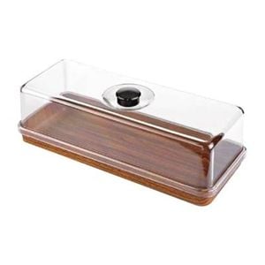 Evelin Rectangular Platter & Cover Set Clear Unbreakable Plastic 390x160x130mm Servingware Tableware
