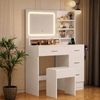 Ufurniture Vanity Desk w/ Mirror Storage Shelf Power Outlet & 4 Drawers White