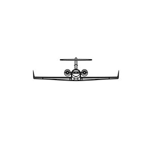 Ignite Laser Gulfstream IV - Long-Range Business Jet Silhouette Metal Wall Art Coated Black 15.7 inch - 40 cm