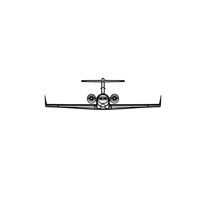 Ignite Laser Gulfstream IV - Long-Range Business Jet Silhouette Metal Wall Art Coated Black 15.7 inch - 40 cm