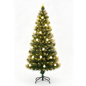 Costway 180cm Artificial Fiber Optic Christmas Tree Pre-Lit Full Xmas Tree w/230 Branch Tips 36 LEDs-Green