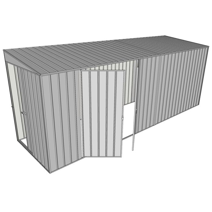 Build-a-Shed 1.5 x 5.2 x 2m Double Hinged Side Door Skillion Shed - Zinc