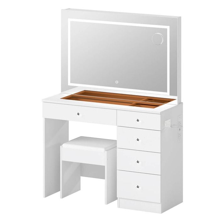 Levede Dressing Table Led Mirror Stool Set Vanity Desk 5 Drawer