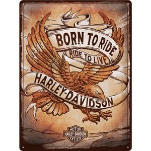 Nostalgic Art Harley Born To Ride Eagle 30x40cm Large Metal Tin Sign