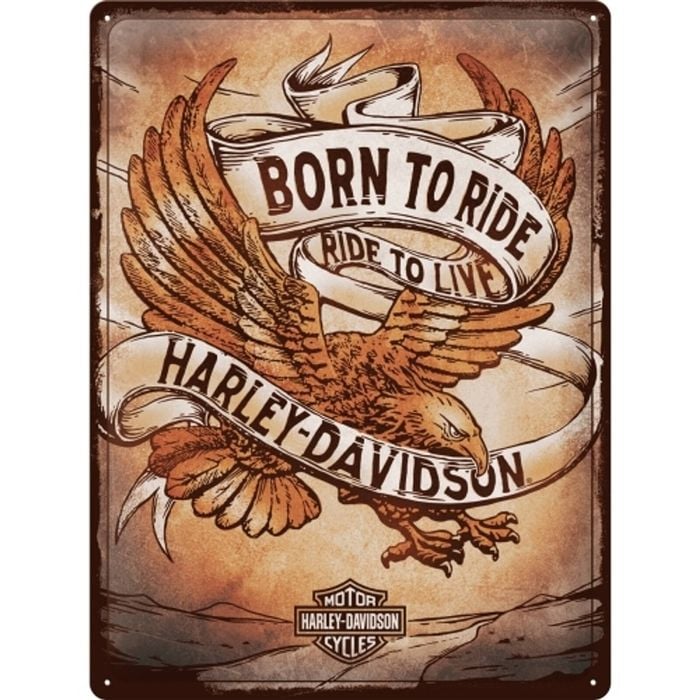 Nostalgic Art Harley Born To Ride Eagle 30x40cm Large Metal Tin Sign