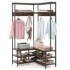 Costway L-shaped Coat Rack Corner Garment 5-tier Display Shelf Coffee