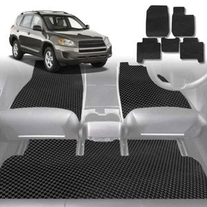 6D Diamond Car Floor Mats for Toyota RAV4 2006-2012-Full Set-Black-Outback GT