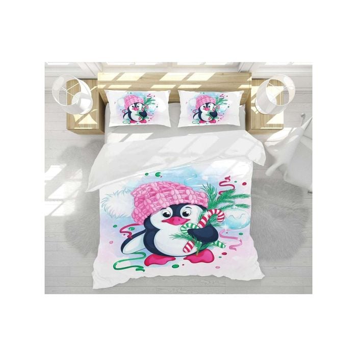3D Cute Christmas Penguin 63 Bed Pillowcases Quilt King Single Size